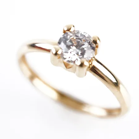Ring m sten CZ, stl 19½(60), bredd 6 mm, 18k Vikt: 1,3 g
