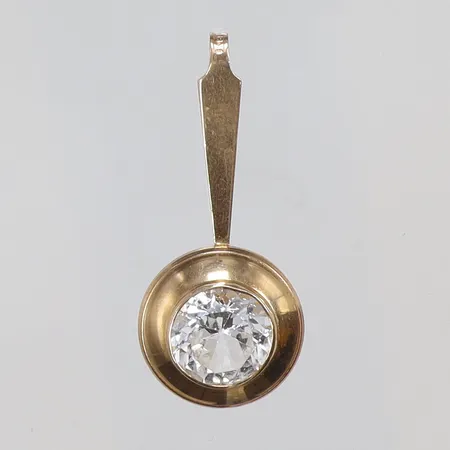 Hänge med slipad vit sten 16x36mm inklusive hängöglan K&EC (Ceson) 18K  Vikt: 2,9 g