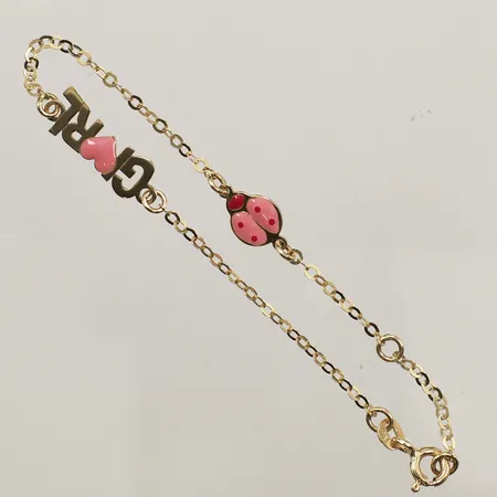 Barnarmband med emalj, längd 14-16cm, bredd 6,2mm, 14K Vikt: 1,3 g