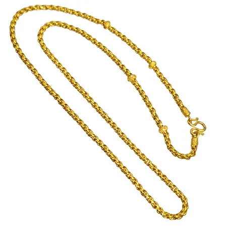 Halskedja, 23K guld (965/1000), total längd 53,5 cm, bredd 3,3 - 5 mm Vikt: 15,3 g