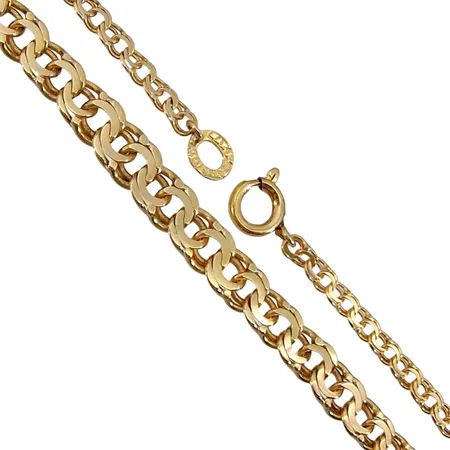 Halskedja Bismarck, 18K guld, doserad modell, tillverkarstämpel NAB, Stockholm, svensk kontrollstämpel, längd 46,0 cm, bredd 2,5 - 5 mm, fint skick Vikt: 9,4 g