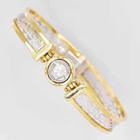 Armring tvåfärgad öppningsbar Ø 62mm skev skena klämd, 18K Vikt: 16,1 g