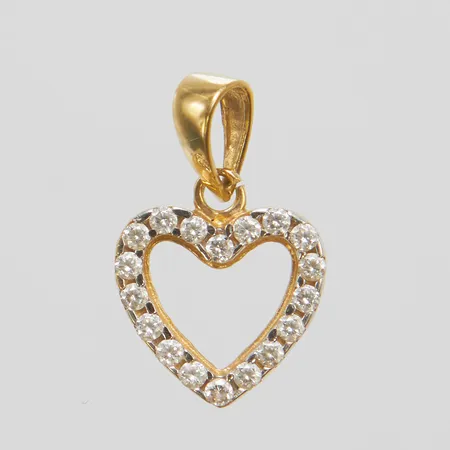 Hänge, hjärta med vita stenar, 16,3x10mm, 18K Vikt: 0,9 g