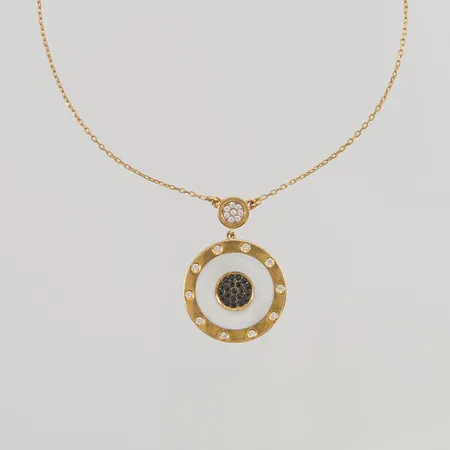 Collier, vita stenar, 45cm, 21K, 6,2g.