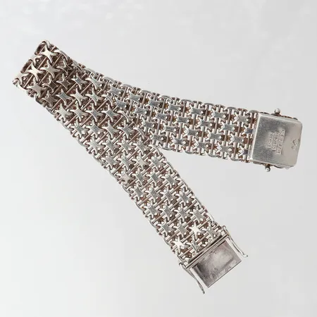 Armband X-länk med stav, längd 19cm, bredd 18mm, Silver 830/1000. Vikt: 33,5 g