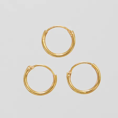 3 Örhängen, ringar, Ø10,7mm, 18K Vikt: 0,4 g