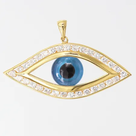 Hänge med öga och stenar, 30x50mm ink ögla, 18K. Vikt: 9,3 g