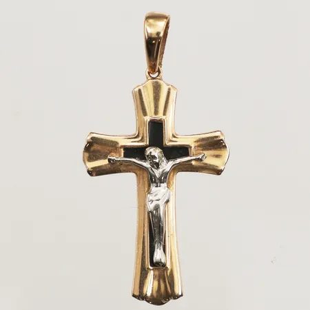 Hänge krucifix, längd 45mm inkl ögla, bredd 23,3mm, 14K Vikt: 5,4 g