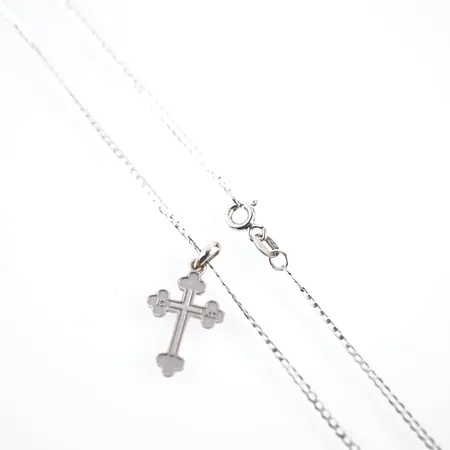 Halskedja m hänge, , vitguld, 51cm, bredd 1,5mm, hänge 25mm x 12mm, 14k Vikt: 2,8 g