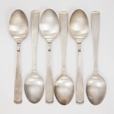 6 Bordsskedar, 182mm, modell Rosenholm, GAB år 2000, Silver 830/1000   Vikt: 250 g