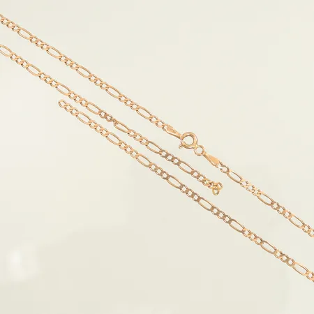 Kedja Figaro, ca 47cm, bredd 2,3mm, defekt/av, 14K  Vikt: 4,2 g