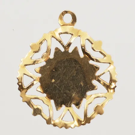 Hänge, längd 26mm, bredd 22mm, skadat, ögla saknas, 18K Vikt: 1,7 g