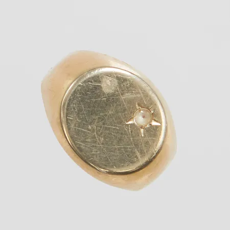 Klackring, Ø18, bredd: 4,5-13,8mm, vit sten, tvåfärgad, repig, 18K Vikt: 5 g