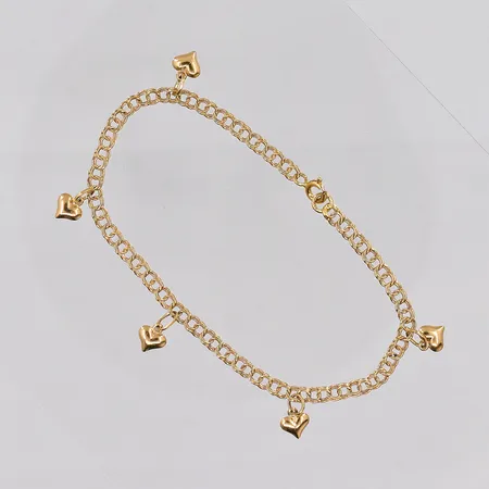 Armband Bismarck med 5 hjärtan, 18,5cm, bredd 3,2mm, 18K Vikt: 4,1 g