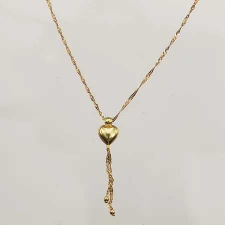 Collier Singapore med integrerat hänge hjärta, längd 43,5cm, 1-34mm, Guldfynd, 18K  Vikt: 2 g