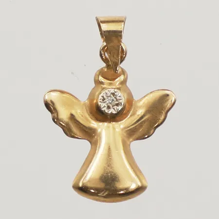 Hänge ängel med vit sten, längd 16,5mm inklusive ögla, bredd 11mm, GHA, 18K  Vikt: 0,2 g