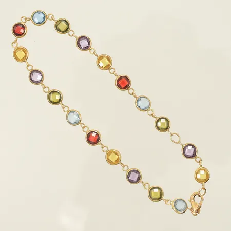 Armband med färgade stenar, 19,5cm, bredd 5,5mm, 18K, bruttovikt 5,3g Vikt: 5,3 g