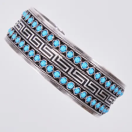 Armring med turkos, Ø ca 6cm, bredd ca 20mm, öppen/justerbar, 935/1000 silver Vikt: 25,5 g