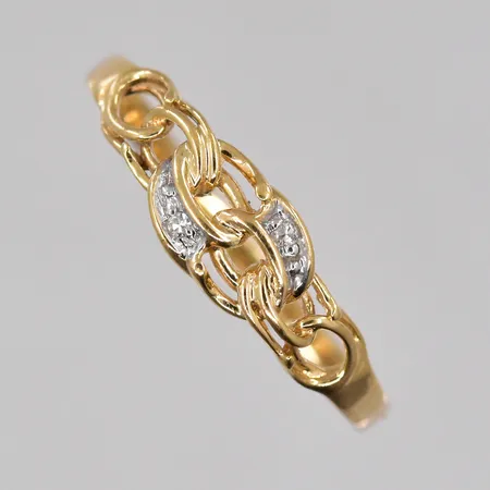 Ring Bismarck med diamanter 8/8-slipade 2xca 0,005ct, stl 17, 18K Vikt: 1,4 g