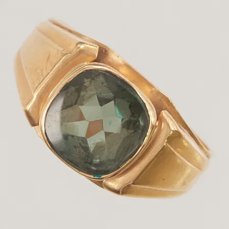 Klackring med grön sten, Ø21, 18K 4,9g.