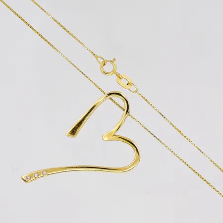 Kedja Venezia med hjärta, 42cm, bredd 0,5mm, ca 23x35mm, vita stenar, 18K Vikt: 3,2 g