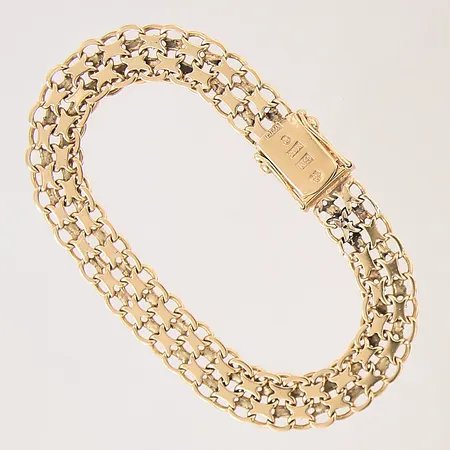 Armband X-länk, längd 19cm, bredd 9,5mm, smärre buckla, 18K Vikt: 18,2 g