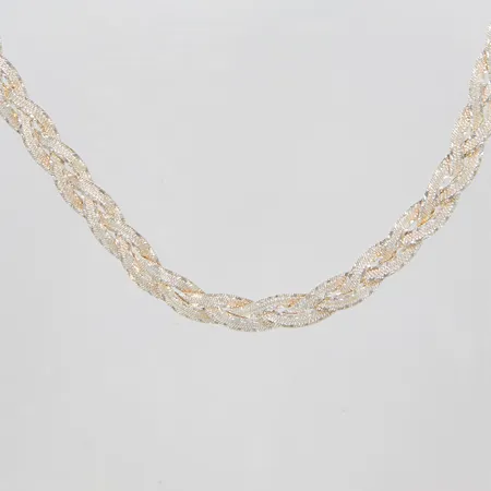 Collier, flätad, längd: 42,8cm, bredd: 7,5mm, GHA, silver, 925/1000 Vikt: 18,3 g
