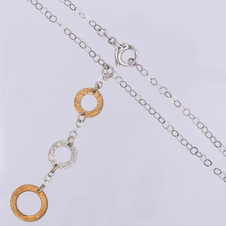 Collier länkat med hängdel, 40cm, 3,8mm, hängdel 9cm delvis bortskavd doublé, 925/1000 silver Vikt: 6,6 g