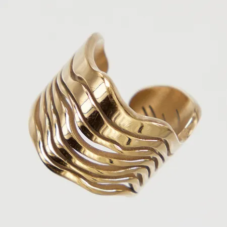 Ring stl 16¾ Edblad, bredd ca 16mm, öppen modell, guldpläterat stål, 