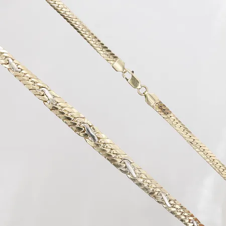Collier, längd ca 45,5cm, bredd ca 5-8mm, 14K guld vitguld/gulguld Vikt: 14,8 g