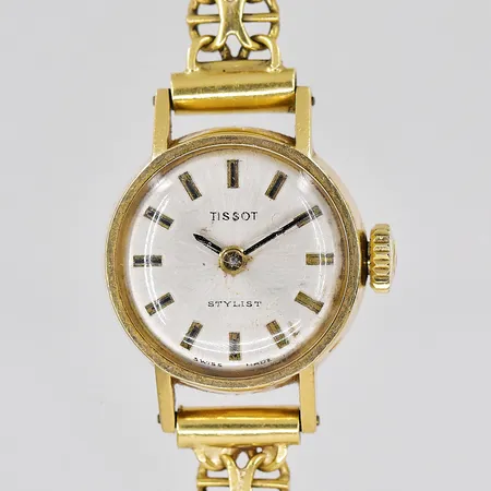 Damur Tissot Stylist 18K, Ø 17mm, manuell, repigt plastglas, armband X-länk 17cm inklusive uret, bredd 6,2mm, 18K, bruttovikt 15,5g