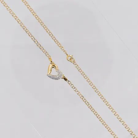 Collier Bismarck, hjärta med diamanter ca 0,10ctv, 18K Vikt: 4,7 g