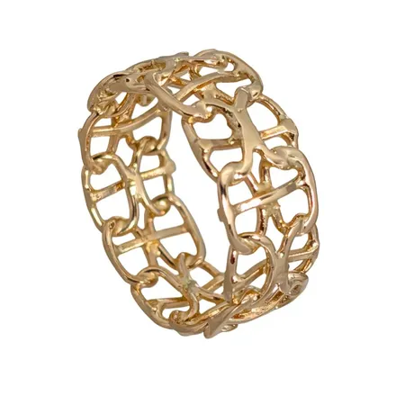 Ring, 18K guld, modell x-länk, Ø16¼ mm, bredd 7,5 mm, fint skick Vikt: 3 g