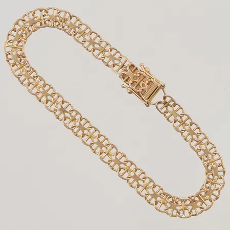 Armband, X-länk med stav, trasigt, 19cm, 18K, 9,0g.