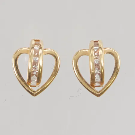 Örhängen, ett par, ett låsstopp saknas, 0,8cm, 18K 0,8g.