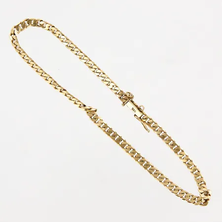 Armband manglad Pansar 19cm, bredd: 3mm, skevheter, säkerhetskedja saknas, 14K  Vikt: 4,4 g