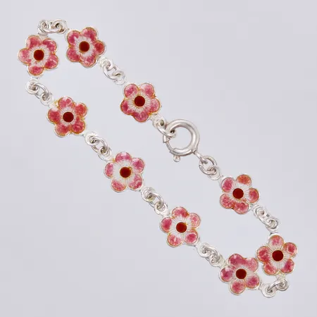 Armband med emalj längd ca 15cm, bredd ca 2-8m, 925/1000 silver Vikt: 4,5 g