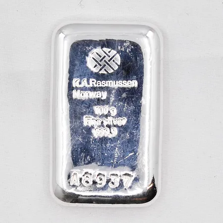 Silvertacka K A Rasmussen Norway, nr A8937, silver 999/1000 Vikt: 100 g