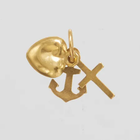 Hänge, Tro, Hopp & Kärlek, 13x6mm, buckla på hjärtat, 18K Vikt: 0,3 g