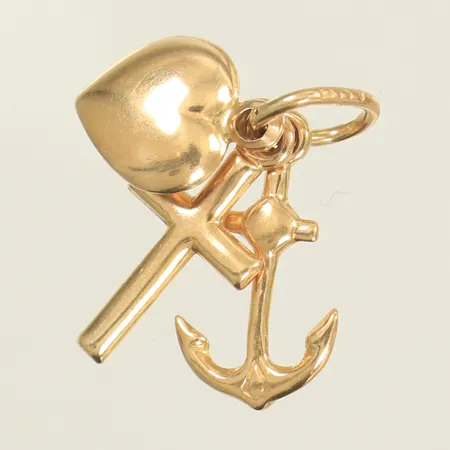 Hänge, "tro, hopp & kärlek", ca18x10mm inklusive hängöglan, 10K Vikt: 0,8 g