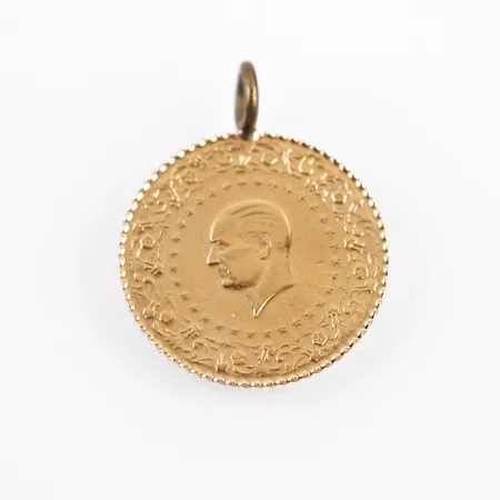 Hänge/mynt, Ø18mm, 21k, öglan ej guld Vikt: 1,8 g