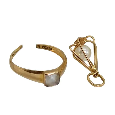 Diverse guldsmycken, 18K guld, defekter Vikt: 1,6 g