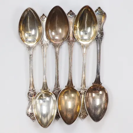 6 kaffeskedar Olga, 12,5cm, silver, 830/1000 Vikt: 93,2 g