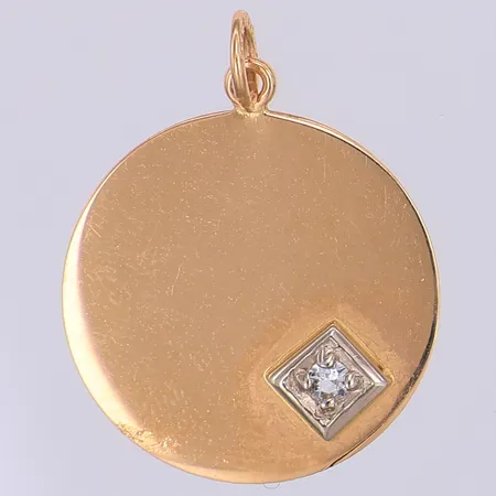 Hänge/bricka med vit sten 22mm, 18K Vikt: 1,3 g