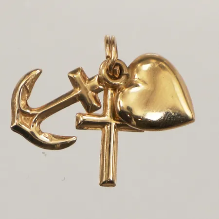 Hänge tro hopp och kärlek, längd 17mm inklusive ögla, bredd 8,8mm, 18K  Vikt: 1,1 g