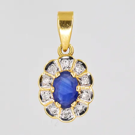 Hänge Carmosé med diamanter ca 0,08ctv, safir, ca 9x18mm inklusive ögla, GFAB, 18K Vikt: 1,2 g