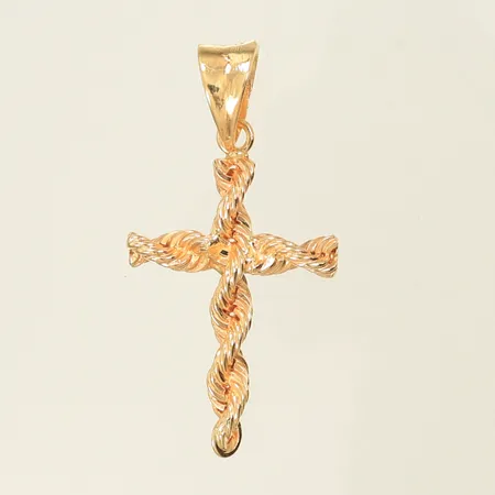 Hänge, kors i cordellkedja, längd 50mm inkl ögla, bredd 5-25mm, 18K, 8,3g Vikt: 8,3 g