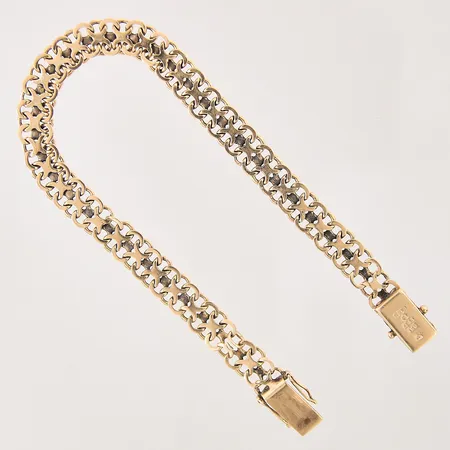 Armband X-länk, längd 20,5cm, bredd 7,7mm, ojämnheter, skadad länk, 18K Vikt: 13,8 g