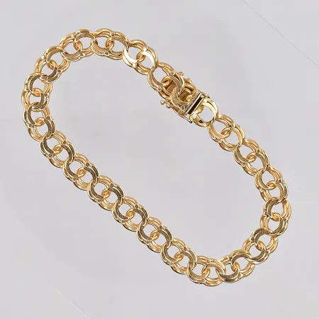Armband Bismarck, 20,5cm, bredd 8,3mm, slitna länkar, 18K Vikt: 21,3 g