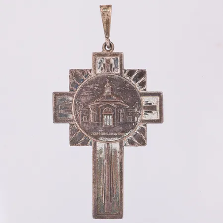 Hänge kors Skeppsholmskyrkan Stockholm 65mm, 33mm, Metallfabriks A/B C C Sporrong, kattfot 830/1000 silver  Vikt: 14,8 g